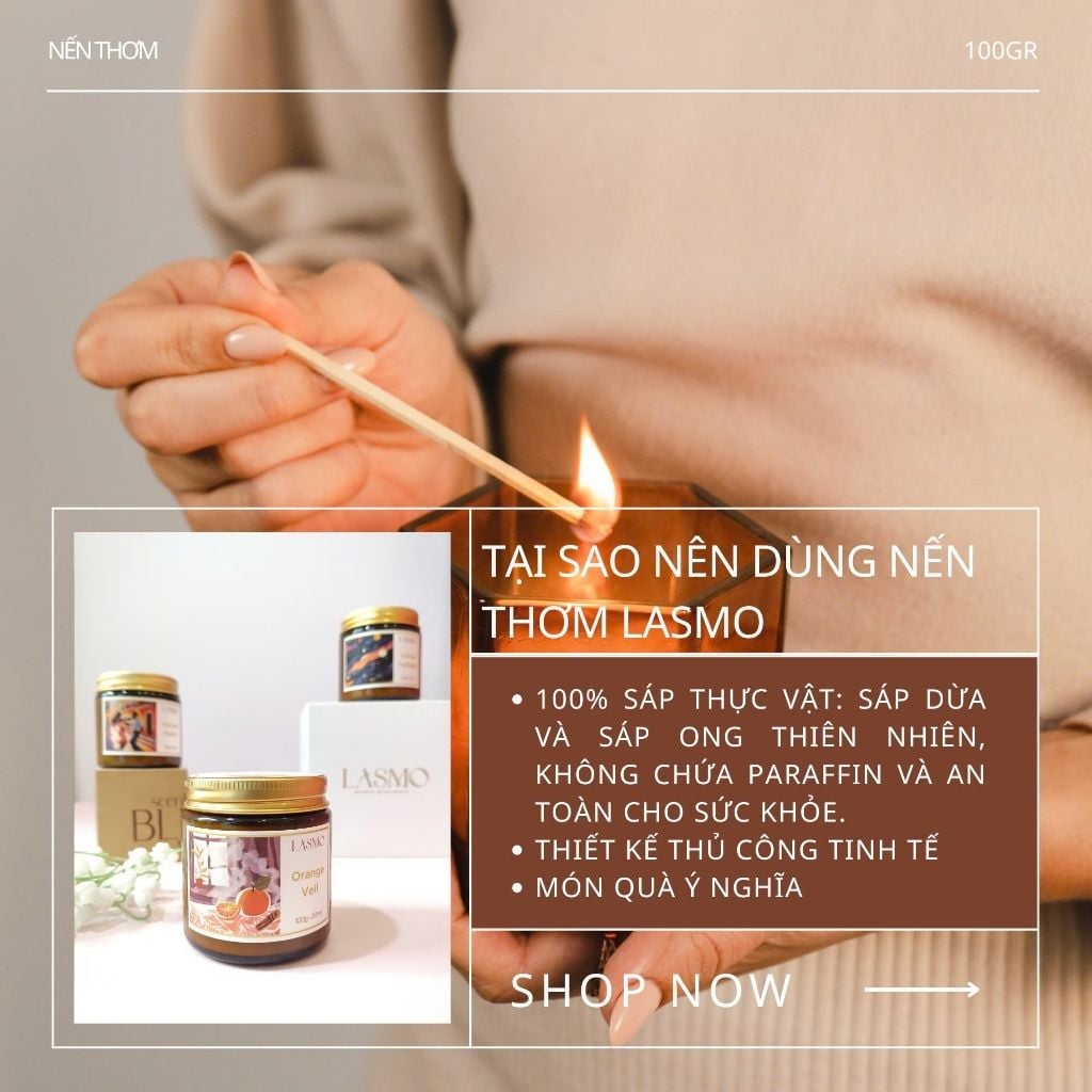  Combo 2 Nến Thơm Cao Cấp Lasmo Hương Cà Phê Robusta và Bánh Quy Bơ 60gr Dành Cho Phòng Vừa Và Nhỏ 