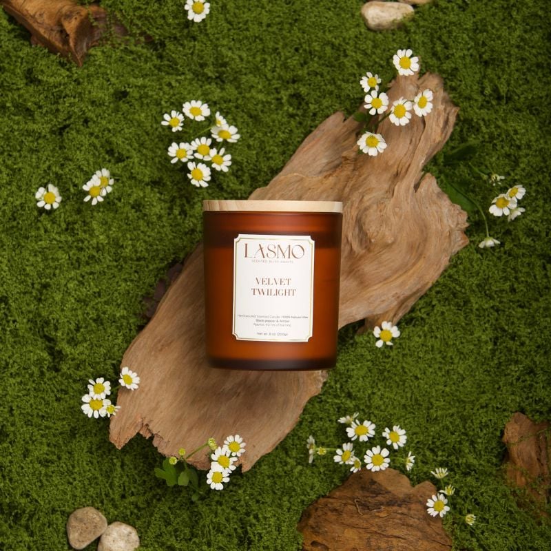  Nến thơm LASMO Orange Veil mùi Cam Ngọt và Gỗ Đất size 8oz 200gr - nến thơm tinh dầu thiên nhiên 