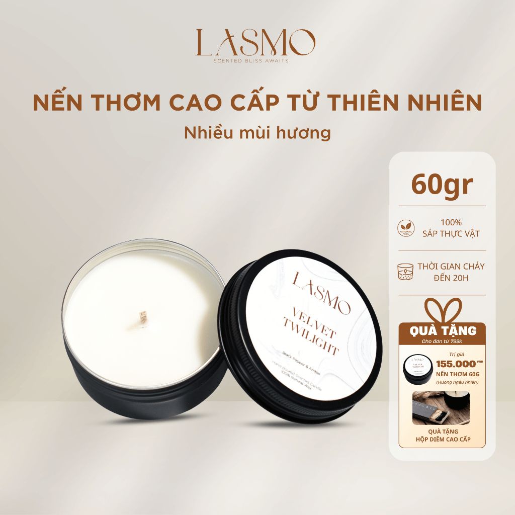  Nến Thơm Cao Cấp Lasmo Sáp Dừa Và Sáp Ong Thiên Nhiên Khử Mùi Phòng Và Quà Tặng Sang Trọng 60gr 