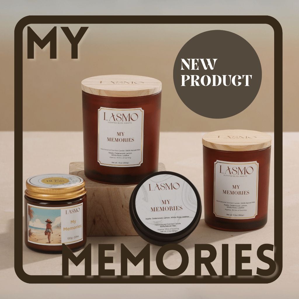  Nến Thơm Quà Tặng Cao Cấp Lasmo My Memories 200gr - Hương Thơm Thư Giãn Giúp Ngủ Ngon 