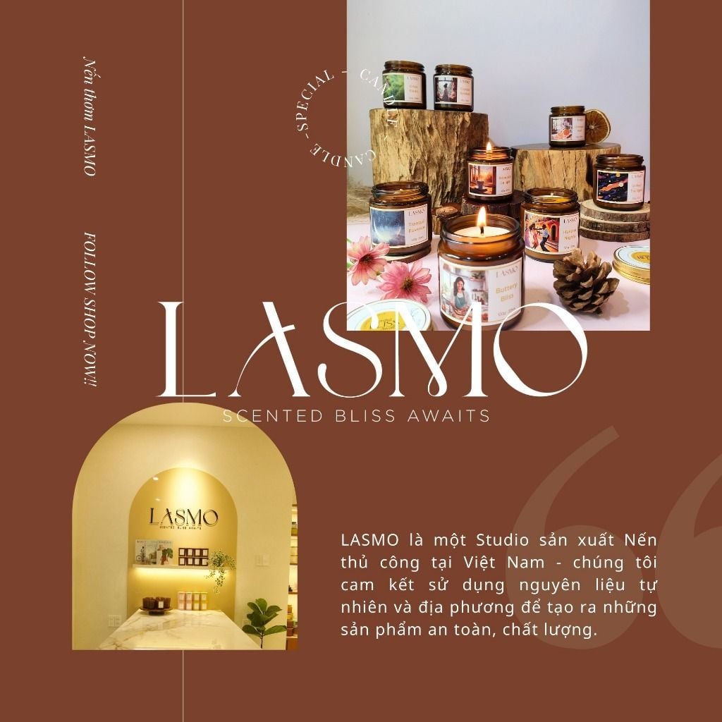  Combo 2 Nến Thơm Cao Cấp Lasmo Hương Cà Phê Robusta và Bánh Quy Bơ 60gr Dành Cho Phòng Vừa Và Nhỏ 
